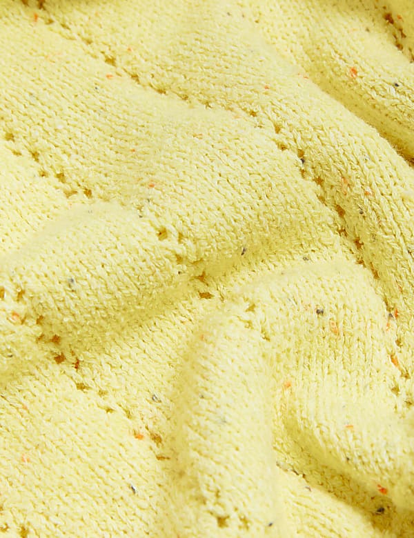 Cotton Rich Pointelle V-Neck Jumper