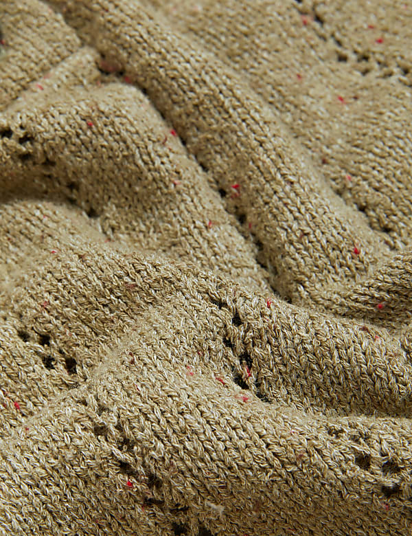 Cotton Rich Pointelle V-Neck Jumper