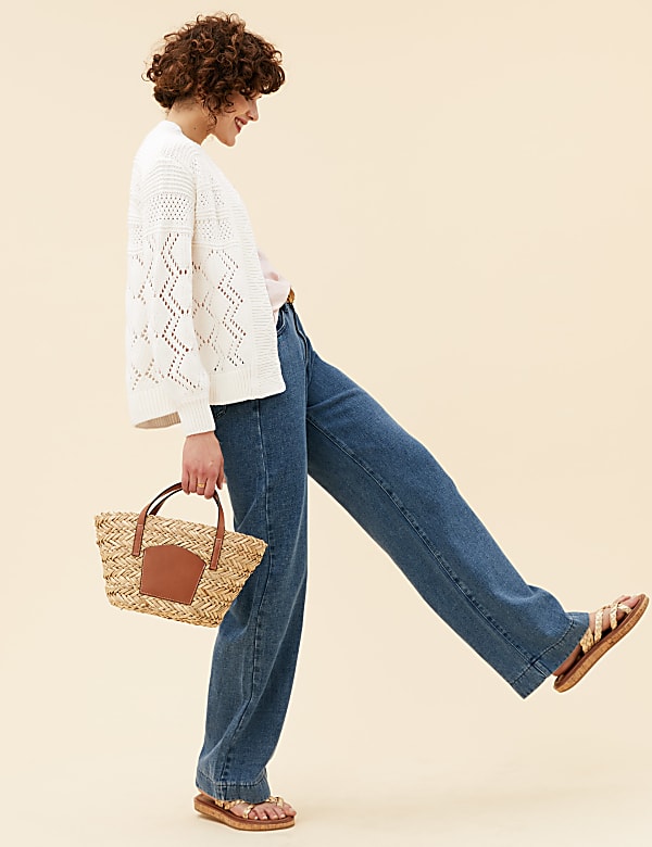 Cotton Rich Pointelle Relaxed Cardigan