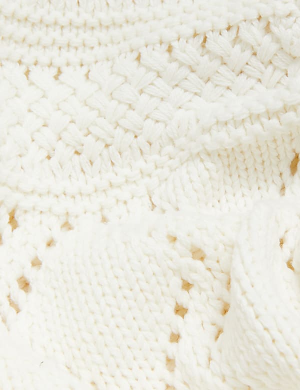 Cotton Rich Pointelle Relaxed Cardigan