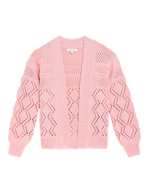 Cotton Rich Pointelle Relaxed Cardigan