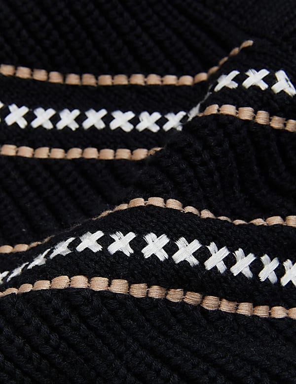 Pure Cotton Embroidered V-Neck Cardigan