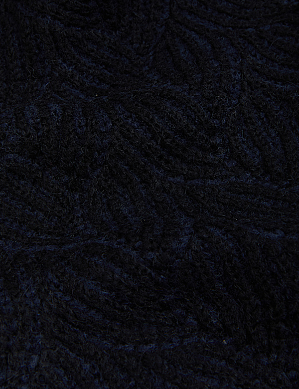 Textured V-Neck Cardigan with Wool