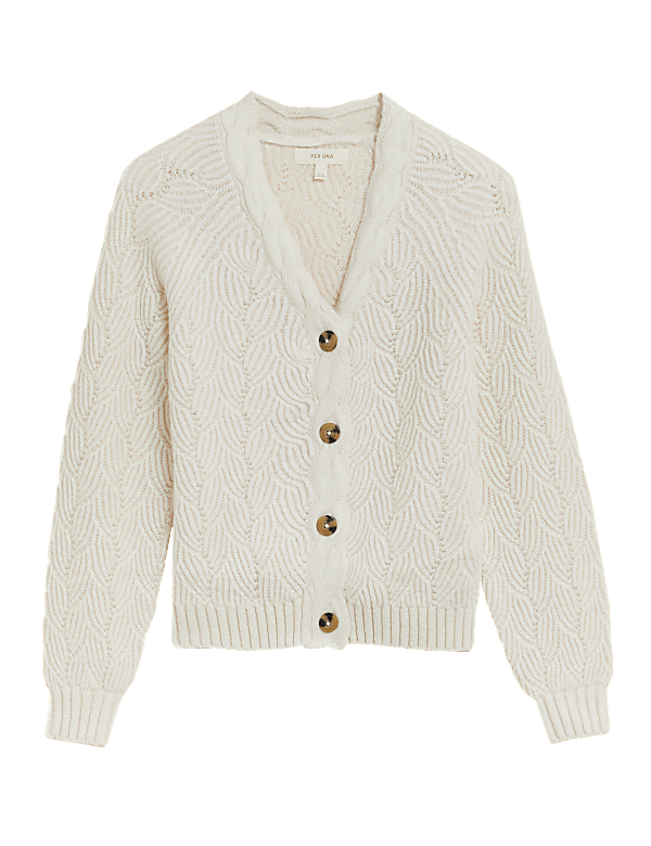 Textured V-Neck Cardigan with Wool