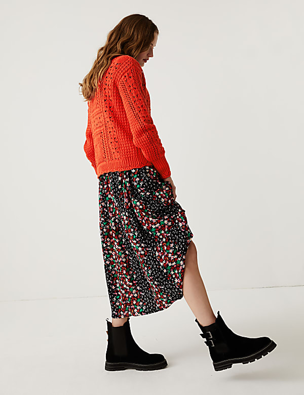 Pure Cotton Crochet Crew Neck Jumper