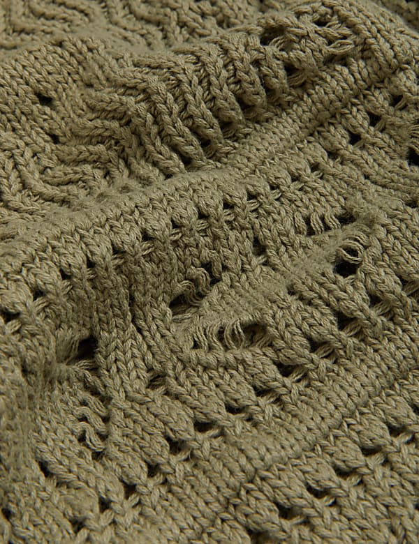 Pure Cotton Crochet Crew Neck Jumper