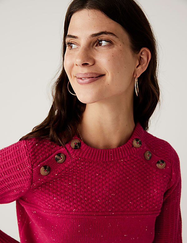 Cotton Rich Textured Jumper With Wool