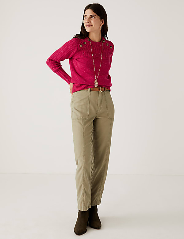 Cotton Rich Textured Jumper With Wool
