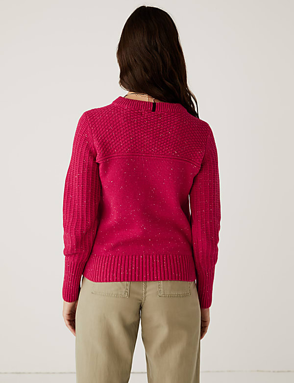 Cotton Rich Textured Jumper With Wool