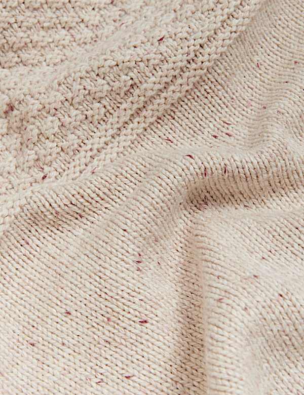 Cotton Rich Textured Jumper With Wool