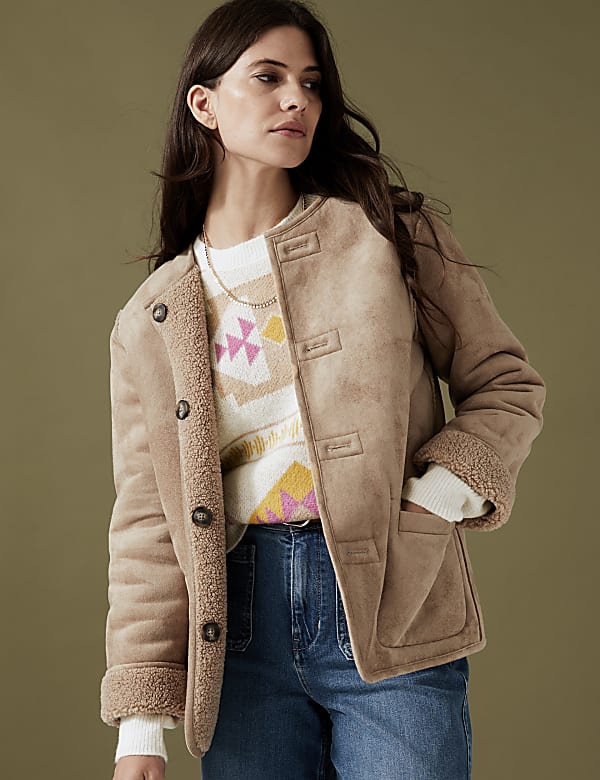 Patterned Round Neck Jumper with Wool