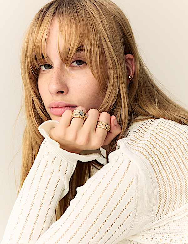 Cotton Rich Pointelle Crew Neck Jumper - LU