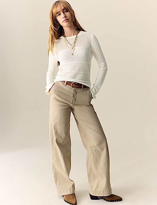 Cotton Rich Pointelle Crew Neck Jumper - MV