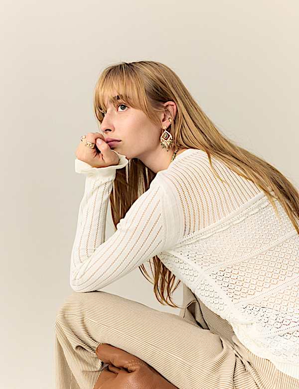 Cotton Rich Pointelle Crew Neck Jumper - MV