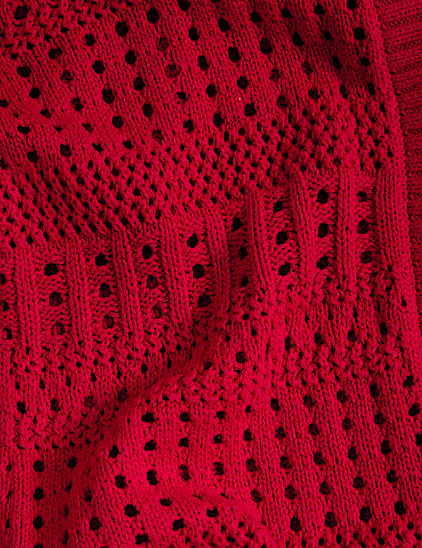 Cotton Rich Edge to Edge Pointelle Cardigan