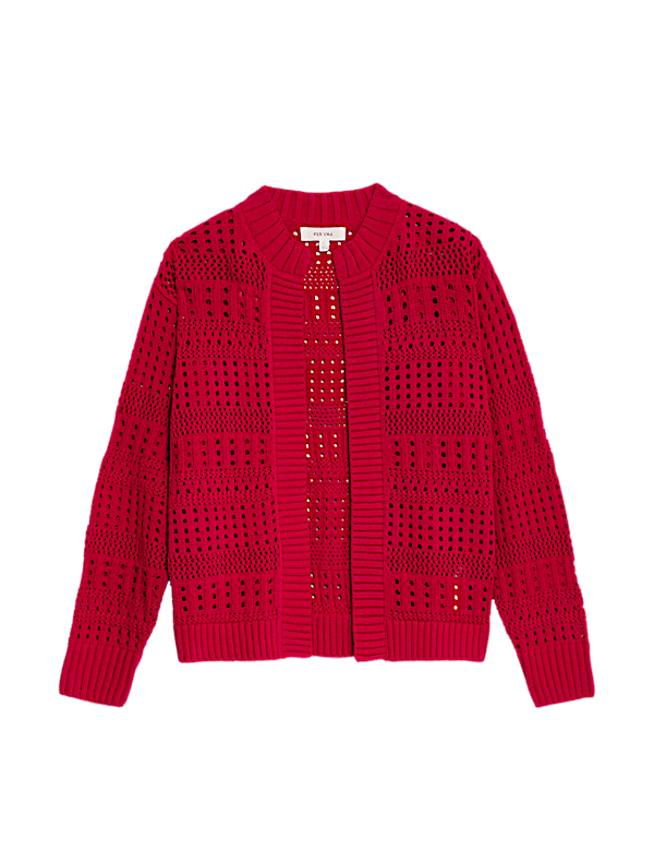 Cotton Rich Edge to Edge Pointelle Cardigan