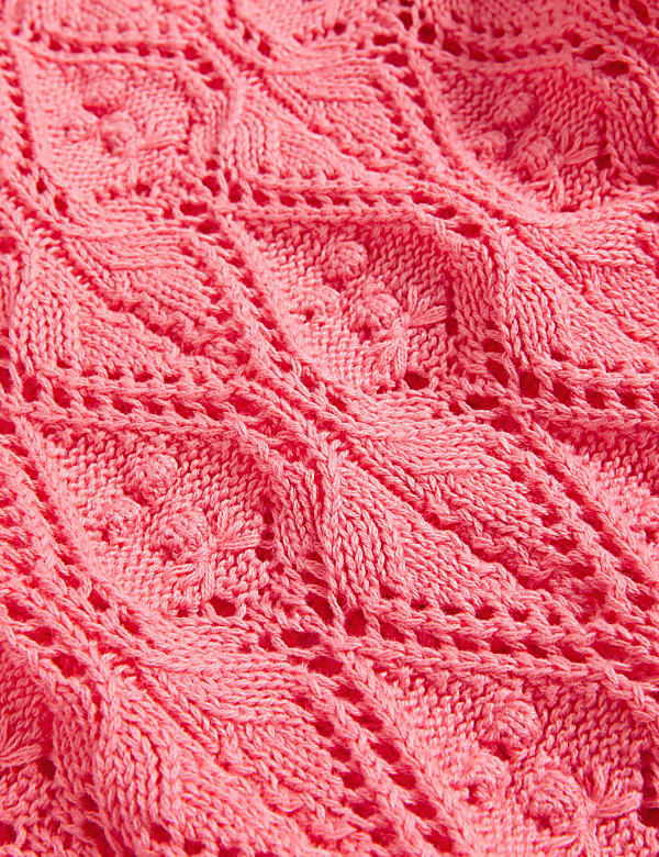 Pure Cotton Textured Round Neck Knitted Top