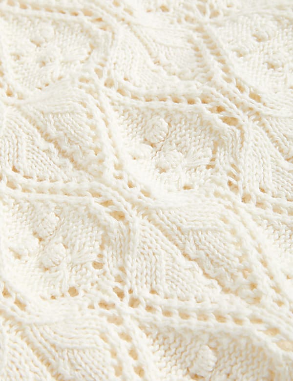 Pure Cotton Textured Round Neck Knitted Top