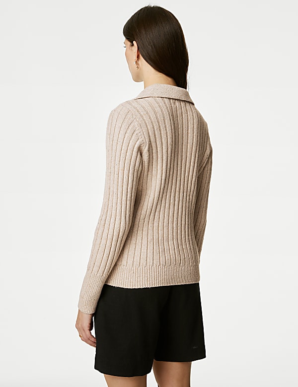Cotton Rich Ribbed Collared Jumper