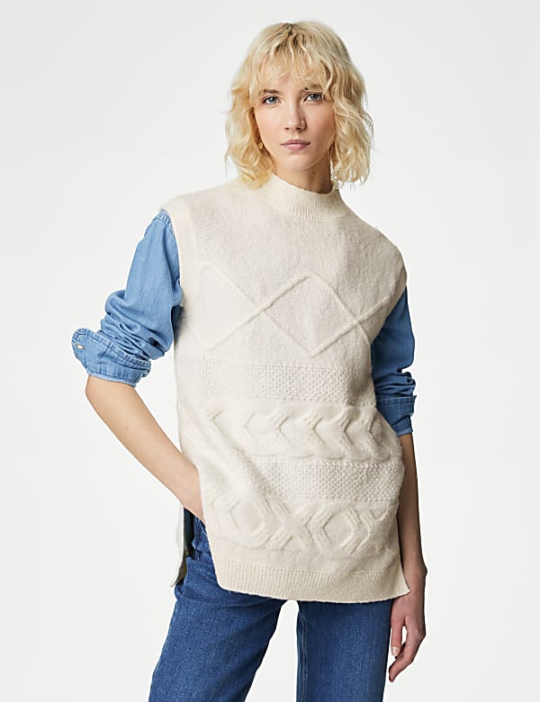 Cable Knitted Vest with Wool - HK