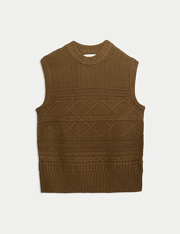 Merino Wool Blend Textured Knitted Vest - JE