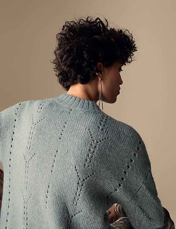 Pointelle Sparkle Button Front Cardigan