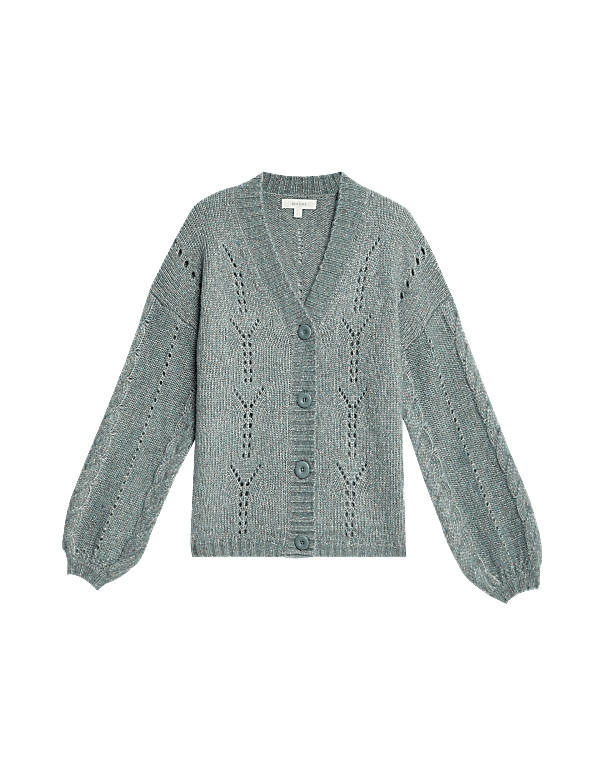 Pointelle Sparkle Button Front Cardigan