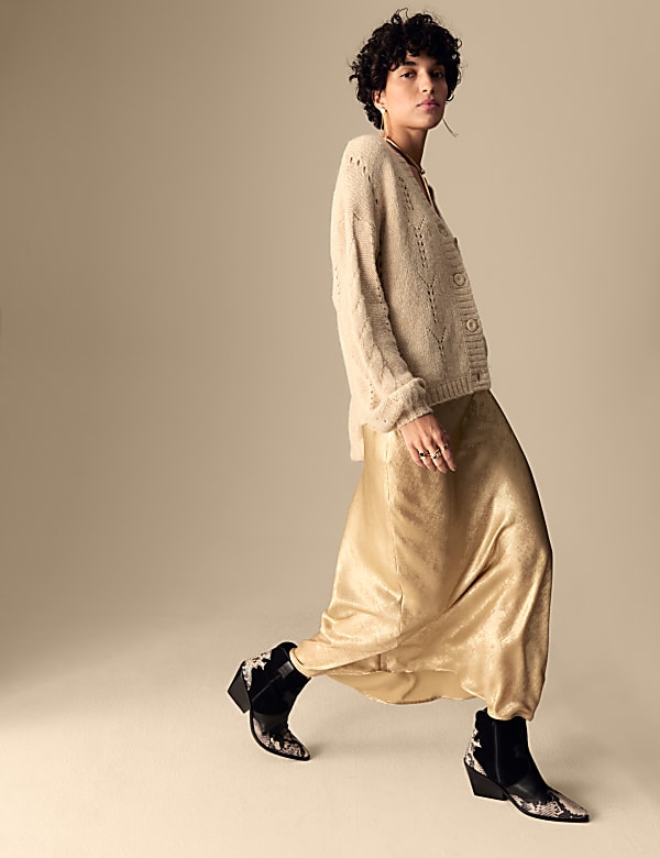 Pointelle Sparkle Button Front Cardigan