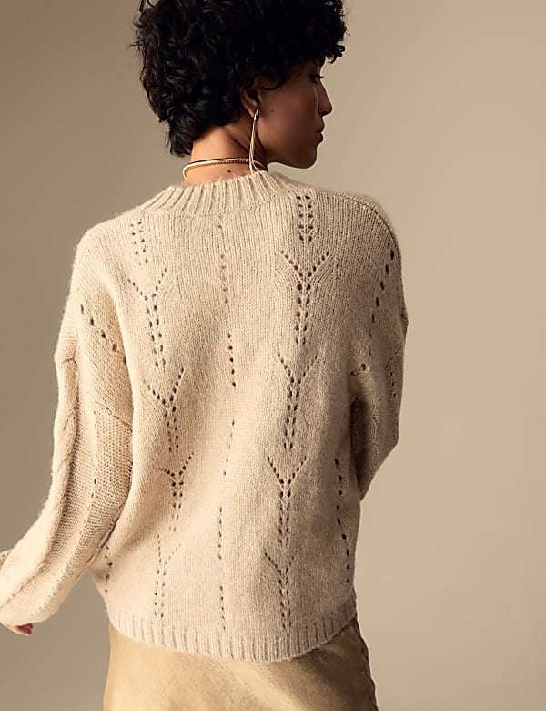 Pointelle Sparkle Button Front Cardigan