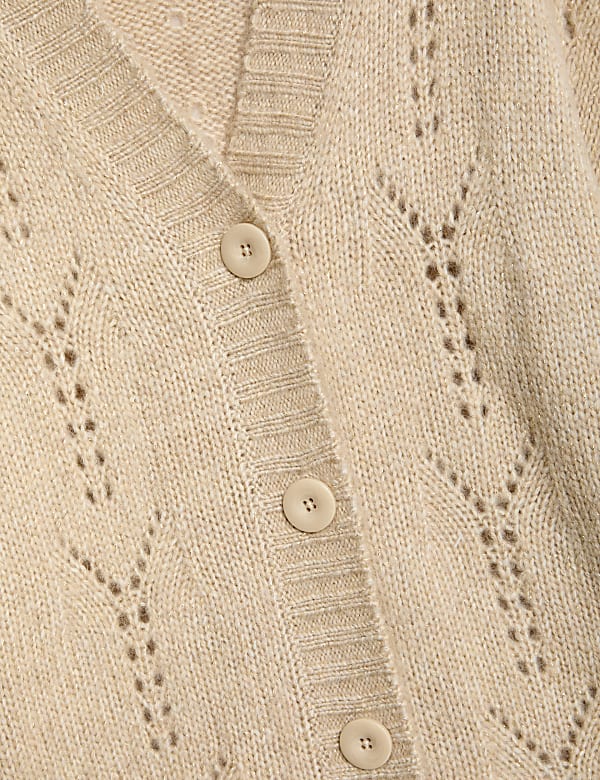 Pointelle Sparkle Button Front Cardigan