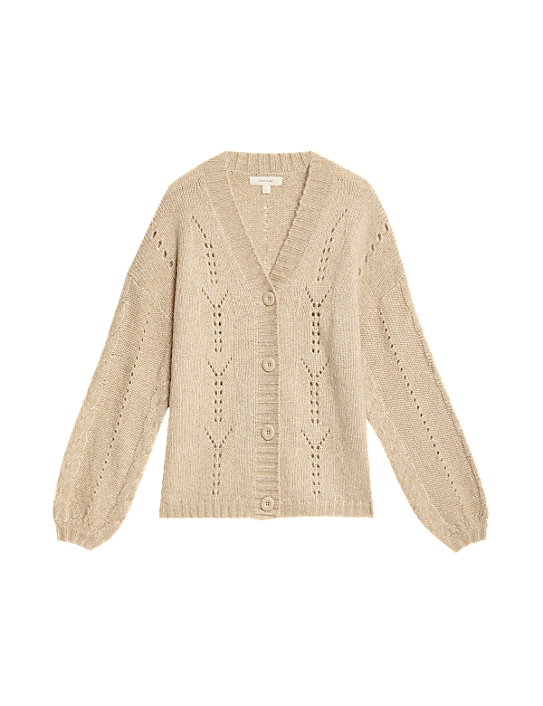 Pointelle Sparkle Button Front Cardigan