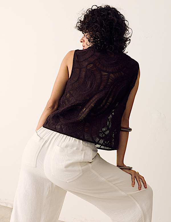 Open Knit Crochet Waistcoat - NO
