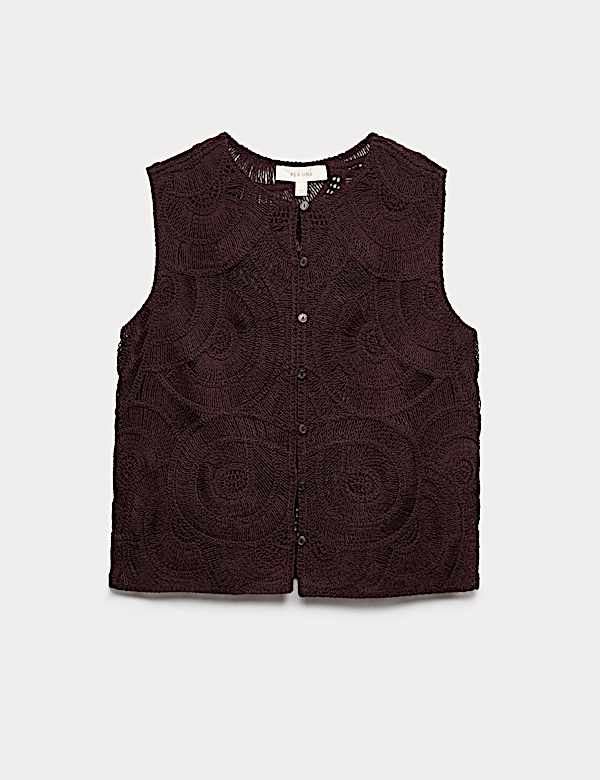 Open Knit Crochet Waistcoat - NO