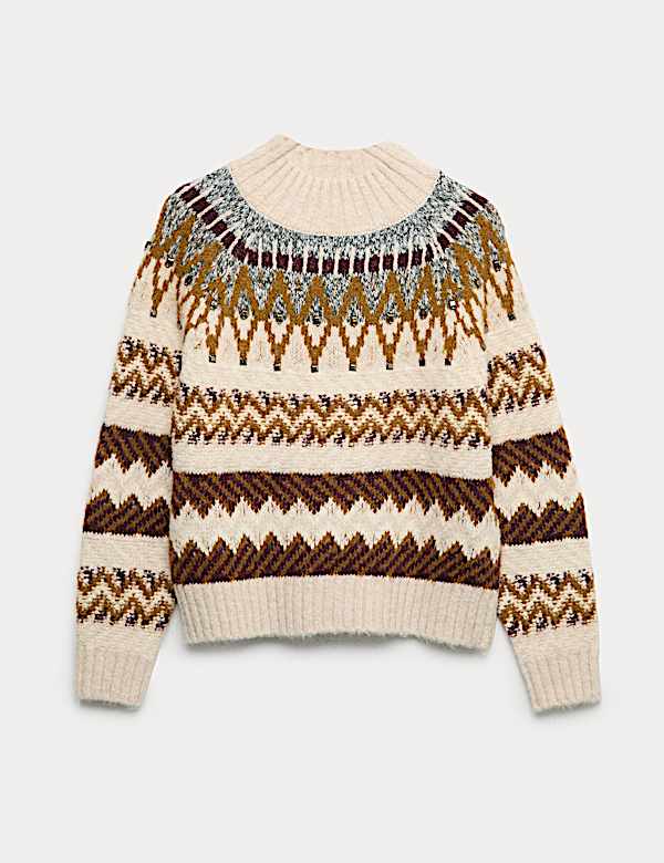 Embellished Fair Isle Jumper with Wool - ID