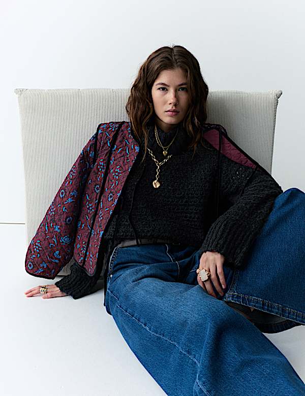 Bouclé Roll Neck Jumper With Wool - BN