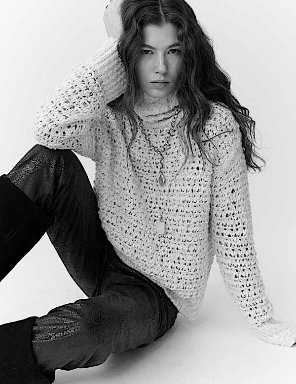 Boucl&eacute; Roll Neck Jumper With Wool - AL