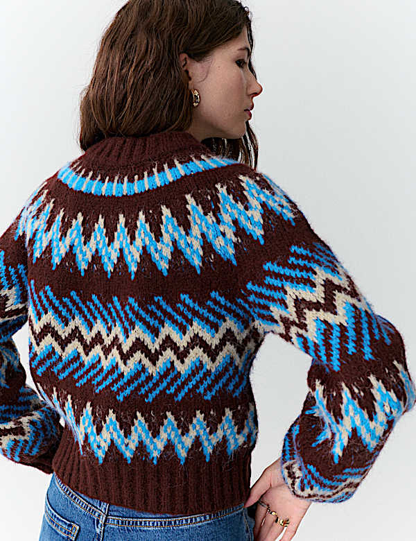 Fair Isle Knitted Bomber Cardigan - UA