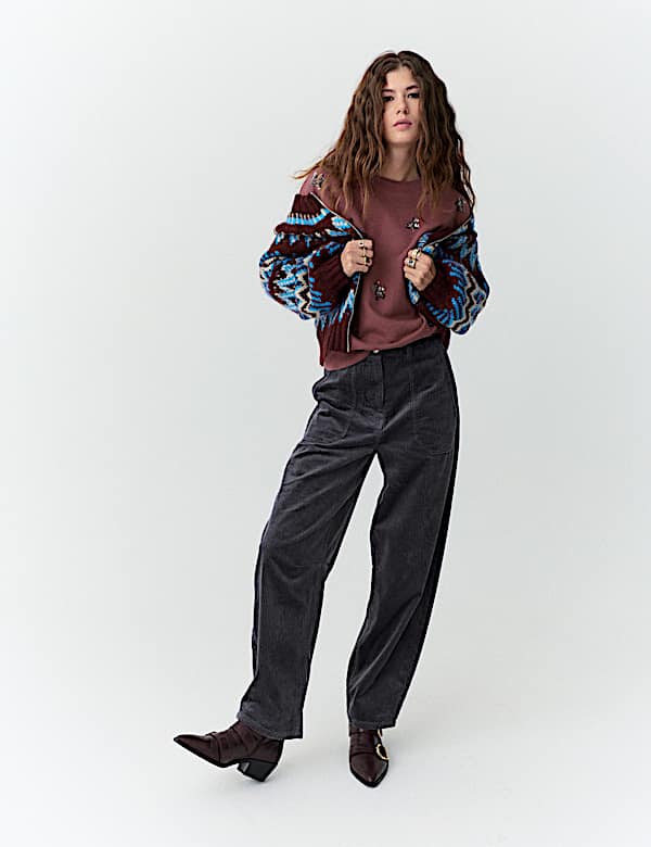 Fair Isle Knitted Bomber Cardigan - UA