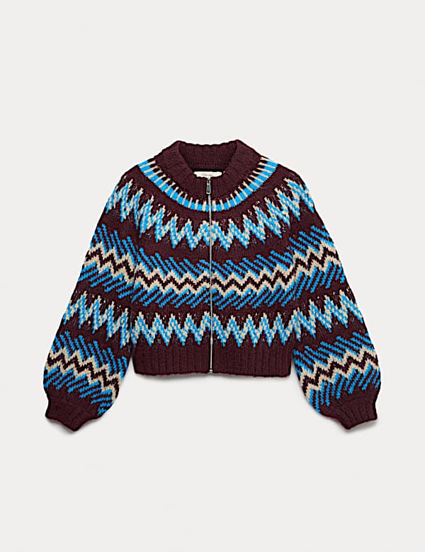 Fair Isle Knitted Bomber Cardigan - UA
