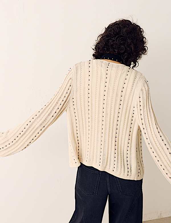 Pure Cotton Embellished Cardigan - RS