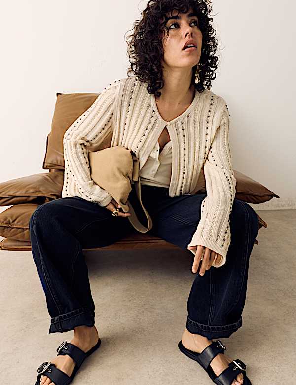 Pure Cotton Embellished Cardigan - RS