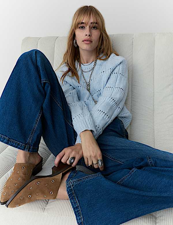 Pointelle Crew Neck Jumper With Alpaca - LU