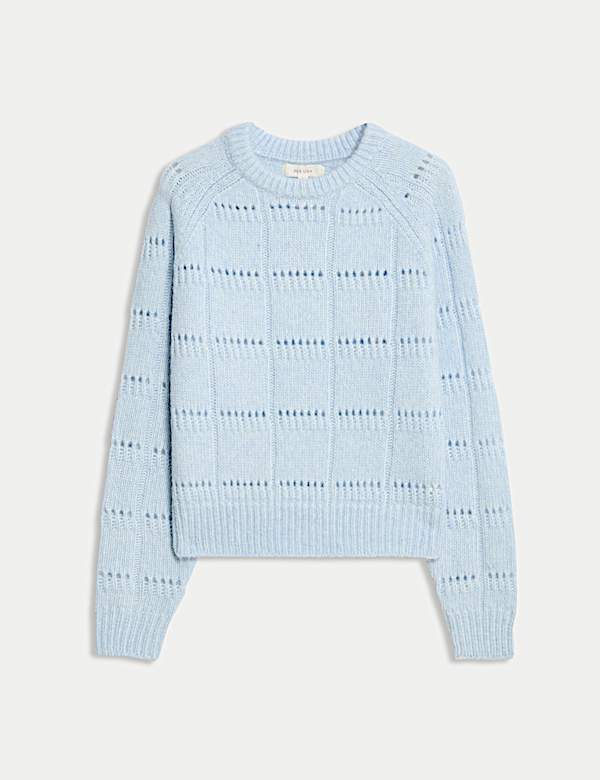 Pointelle Crew Neck Jumper With Alpaca - LU