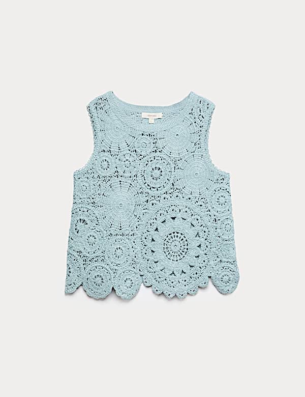 Crochet Look Knitted Vest - IT
