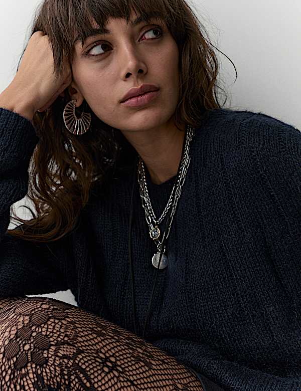 Jersey holgado de punto fino con mohair - ES