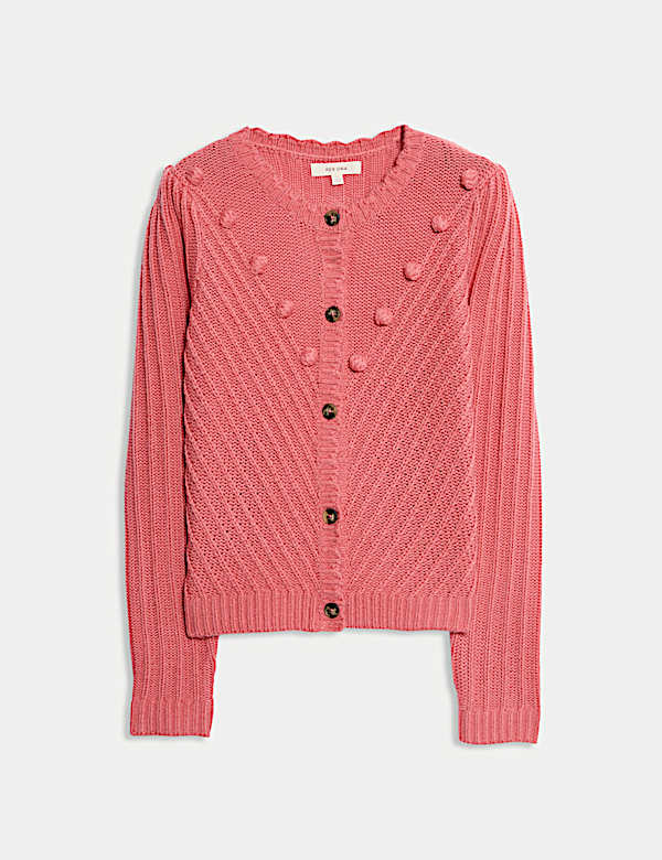 Knitted Button Detail Relaxed Cardigan  - LU