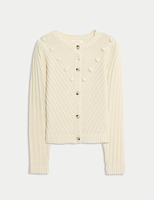 Knitted Button Detail Relaxed Cardigan  - JP