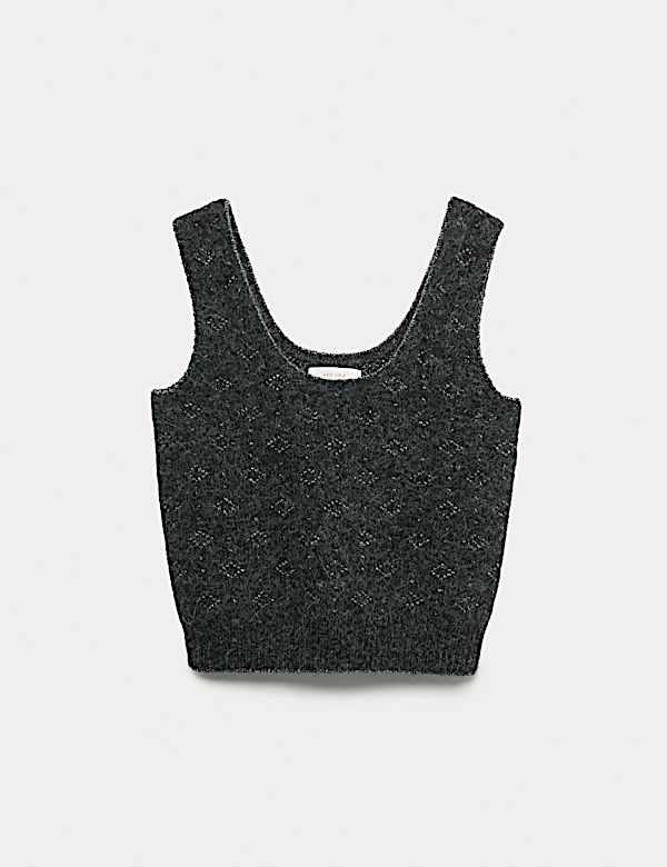 Jacquard Cropped Knitted Vest - ID