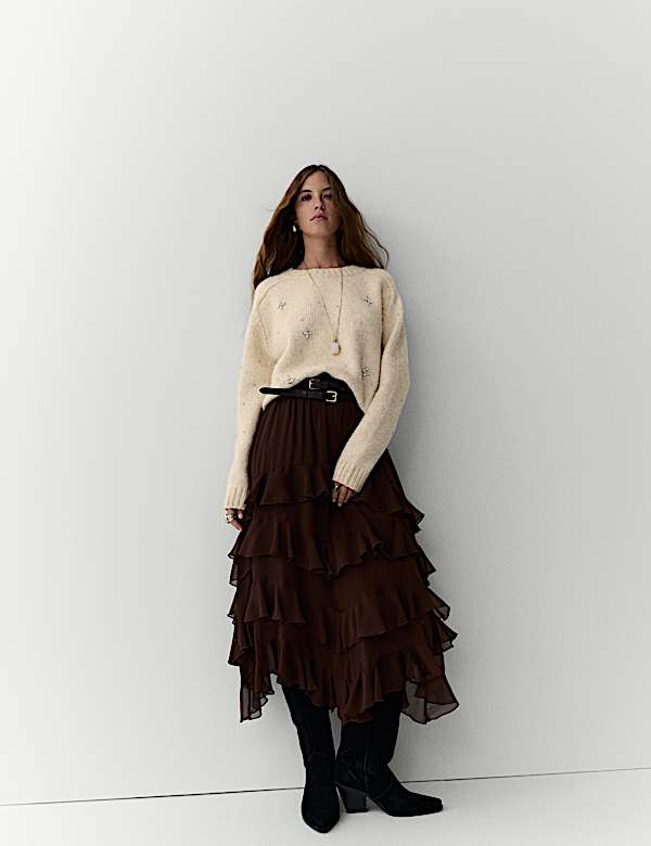 Πουλόβερ με διακοσμητικά στοιχεία και κλειστή στρογγυλή λαιμόκοψη - GR