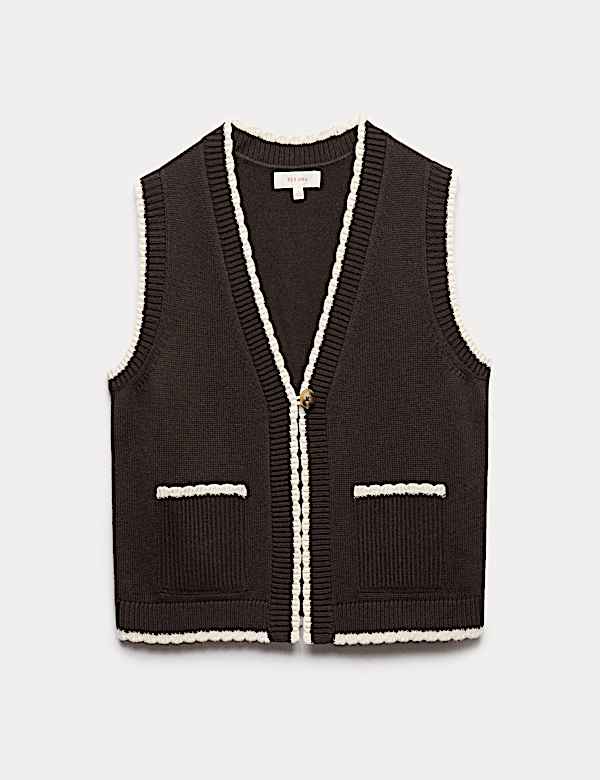 Scallop Edge Detail Knitted Tabard With Wool - AL